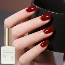 1瓶15毫升紅色凝膠指甲油+15毫升浸泡式閃亮凝膠指甲油,適用於所有季節 - 家庭美甲沙龍指甲藝術diy指甲設計裝飾禮物 - 紅色 - 查看 3