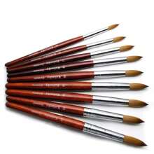 YALIXIN Kolinsky Crystal Nail Art Brush Red Handle Alloy Aluminum Tube Nail Detailing Brush Makeup Brushes Manicure Diy Tool - Redwood - View 1