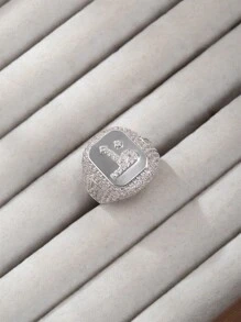 1 chiếc nhẫn hở mạ vàng 18K thời trang hip hop đính đá toàn bộ hình chữ cái tiếng Ả Rập dành cho nữ (chỉ có chữ cái tiếng Ả Rập) - Bạc - Xem 15