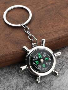 1入組徒步行走戶外露營指南針鑰匙扣吊飾，小型輪胎攜帶式個人化吊飾指南針，戶外露營必備用品 - 彩色 - 查看 3