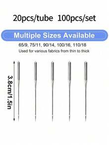 50 件/100 件老式家用缝纫机针套装，多种尺寸，适用于脚踏式缝纫机 - 白色 - 查看 3