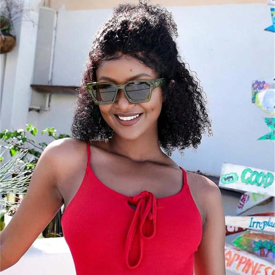 Kính mát vuông cổ điển thập niên 90 dành cho nam nữ Kính mát hình chữ nhật chunky thời trang chống tia UV400