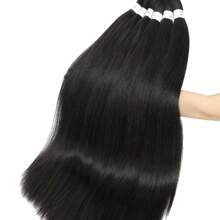 20/26/30 英寸优质 Kanekalon 预拉伸编织接发，专业防痒热水烫发 Yaki 纹理预拉伸编织发 - 黑色 - 查看 3