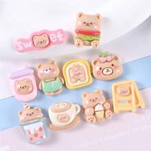 10pcs Mixed Resin Rabbit & Ice Cream DIY Craft Accessories - Earrings, Hair Clips, Phone Cases, Keychains, Shoe Charms, Magnets, Jewelry Making Supplies With Double-Sided Adhesive - Multicolor - View 9