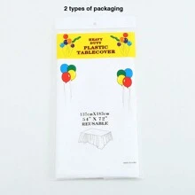 2pcs Plastic Disposable Table Cover, Minimalist Solid Color White Disposable Tablecloth For Party,