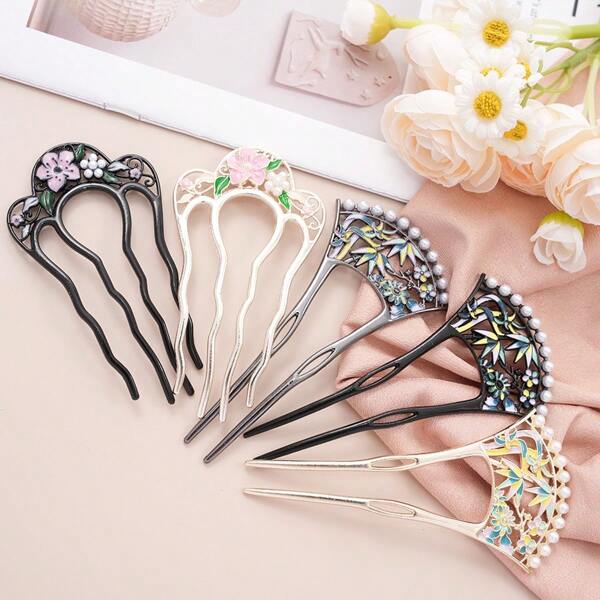 Nuevo accesorio para el cabello estilo chino en forma de U, clip para moño, elegante y retro de aleación metálica, accesorios para el cabello, peines, peine lateral, para boda