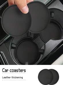 2pcs Car Cup Holder Pad, Non-Slip And Anti-Dirt Coasters - Black - View 8