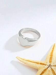 Solid Color Simple And Elegant Heart-Shaped Cut Surface Can Be Carved With English Letters, Patterns, Numbers, Customized Ring, Retro Classic, A Good Quality And Versatile Accessory Gift For Men And Women