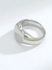 Solid Color Simple And Elegant Heart-Shaped Cut Surface Can Be Carved With English Letters, Patterns, Numbers, Customized Ring, Retro Classic, A Good Quality And Versatile Accessory Gift For Men And Women