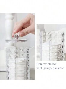 1set 3pcs Diamond Pattern Acrylic Makeup Organizer Tray,Transparent Acrylic Cosmetic Storage Box Dispenser, Bathroom Jar Display Rack With Lid,For Holiday Beach, Bathroom Collection, Bedroom Collection, Large Capacity,Makeup Bag,Travel Essential - Clear - View 2