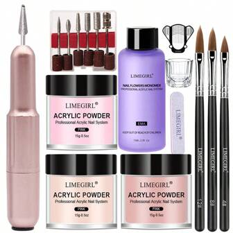 Professional Acrylic Powder Set With Manicure Tools - Ideal For DIY Nail Art Beginners