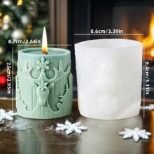 1pc Christmas Scented Candle Silicone Mold Christmas Tree Elk Diffuser Stone Diy Ornaments Mold Decorative Ornaments Plaster Mold Handmade Gift