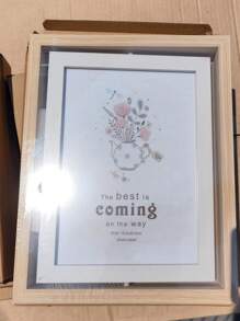 6/7/8英寸雙面木旋轉相框支架帶1隨機簡約風格印花 - 駝色 - 查看 8