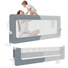 YUENFONG Sponda letto, sponda protettiva per letto, portatile, 150 cm, sponda pieghevole per bambini, sponda per lettino per bambini, pieghevole, portatile, lettino anticaduta per neonati e bambini nel letto dei genitori, 150/180/200 cm, grigio/ grigio melange - Grigio Chiaro - Visualizzare 1