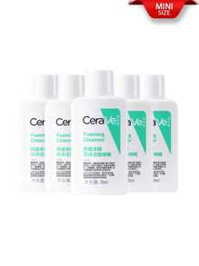 CeraVe [迷你尺寸]保濕潔面慕斯 30ml*5/150ml，適合中性至油性肌膚，含 3 種必需神經醯胺、菸鹼醯胺和玻尿酸，溫和清潔並去除油脂而不損害皮膚屏障 - 30ml*5/150ml - 查看 9