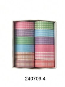 12 Rotoli/Scatola, 2 Metri/78 Pollici, Set di Nastro Washi a Fantasia Multicolore a Scacchi - Nastro Decorativo per Articoli di Cartoleria per lo Studio, Confezioni Regalo e Lavori Fai-da-Te - Materiale Cartaceo, Facile da Usare, Perfetto per Decorare Buste, Regali per Amici