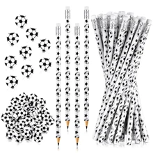 12 Pcs Sports Pencils And 12 Pcs Sports Ball Erasers Fun Wooden Pencils With Sports Eraser For Sports Themed Birthday Party Favors Office Supplies (Soccer),Christmas - White - View 1
