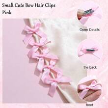 Set de 30/15 pinzas para el cabello con moño de cinta rosa, accesorios para el cabello de moda con pasadores de seda elegante para princesa, decoraciones para el cabello de estilo Y2K hada rosa para uso diario con pinzas