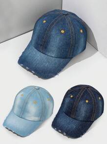 1pc Women's Distressed Denim Baseball Cap Halloween - Multicolor - View 1