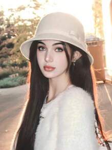 1 件女士秋冬纯色羊毛毡帽，优雅时尚法式小圆顶帽，适合日常佩戴