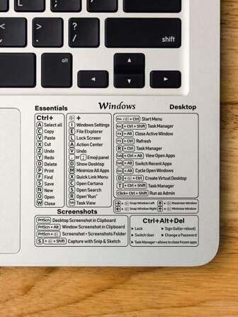 1sheet Reference Keyboard Shortcut Key Pattern Laptop Protective Sticker Compatible With Windows