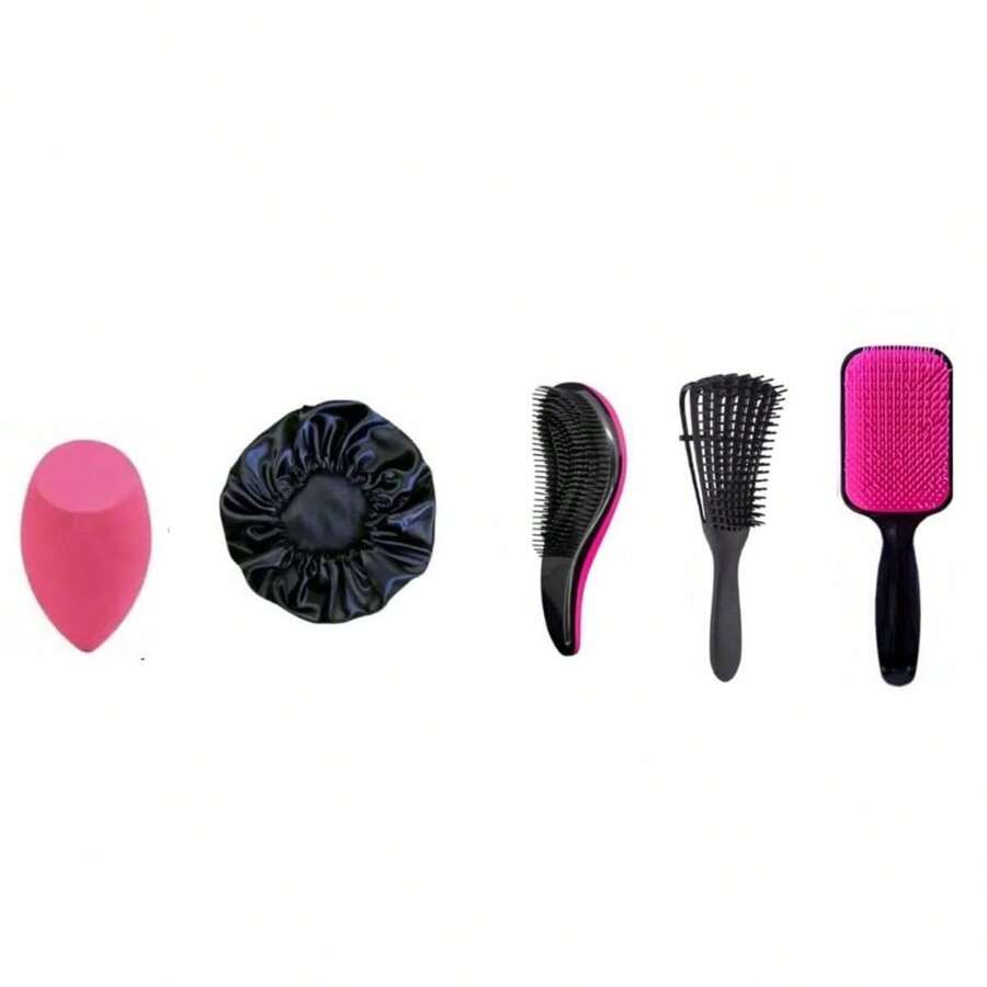 Paddle Brush Kit + Octopus Brush + Magic Brush + Satin Cap + Angled Sponge - Nhiều màu - Xem 1