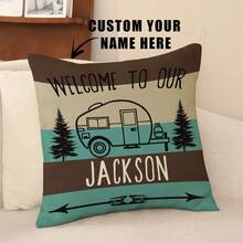 1pc Customized Linen Throw Pillow Cover, For Home Decor, Valentine's Day, Christmas, Thanksgiving, New Year Patterns, Couple/Family Photos, Wedding Anniversary Gift, Single-Sided Printing, No Filling - Multicolor - View 3