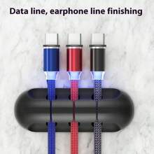 3pcs/1pc Cable Organizer, USB Cable Holder, Self-Adhesive Cable Clips, Earbud Wrap - Black - View 6