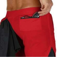 Shorts De Running 2 En 1 De Lycra Atlética Con Bolsa Hombre - Negro - Ver 3