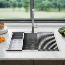 Kitchen Sink,30/33 Inch Undermount Kitchen Sink 16 Gauge Single Bowl Stainless Steel Kitchen Sink With Integrated Ledge And Accessories(Pack Of 5),30"/33"-Workstation Sink - 30inch - View 7