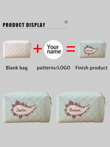 New Cosmetic Bag, Custom Photo Cosmetic Bag, Can Be Customized To Your Unique Design, Lightweight Zipper Cosmetic Bag Is Also Perfect For Coin Purse, Pencil Case, Perfect For Shopping, Date, Vacation, Travel, Festival, Party Or As A Gift,Octagonal Diamond Makeup Bag Shop Back To School