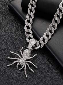 1 件欧美风格紫色水钻镶嵌蜘蛛形吊坠项链，适合男士，时尚酷炫的浅紫色珠宝，适合节日礼物和派对 - 蜘蛛吊墜項鍊 - 查看 12