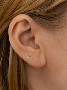 EleRunis 1PC 925 Sterling Silver Dainty Tiny Snake Studs Flat Back Stud Earrings Helix Earrings Cartilage Tragus Piercing Jewelry Gift For Women Man Daily Wear Wedding Party - Silver - View 3