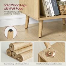 VASAGLE Nightstand, Small Bedside Table With Drawer, Open Compartment, And Pine Wood Legs, For Living Room Bedroom, 15.7 X 19.7 X 22.8 Inches - gừng - Xem 6