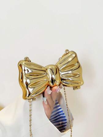 Schleifen-förmige Mini-Party Tasche, modische Umhängetasche für Frauen mit Kette, geeignet für Party und Date Outfits, Münzbörse