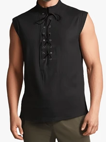 Mannen Halloween Piraat Renaissance Viking Steampunk Middeleeuws Gotisch Keltisch Mouwloos Shirt Barbaars Kostuum
