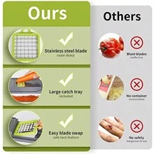 14 en 1 Picador de verduras multifunción Rallador Cortador Rebanador Picador Manual De Verduras Fruta cortador,cortador de verduras de cocina, de verduras con 8 cuchillas, de zanahoria y ajo con recipiente - Negro - Ver 8