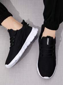 Zapatillas De Deporte Para Correr Para Hombre Zapatillas Deportivas Atléticas Casuales De Malla Transpirable Zapatos De Tenis De Gimnasio Cómodos Y Ligeros Para Caminar Y Jogging En Negro Y Blanco