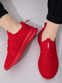 DaoLxi 男士透氣運動步行鞋超輕網狀網球跑鞋，防滑休閒舒適運動鞋適合工作和鍛煉 - 紅色 - 查看 3