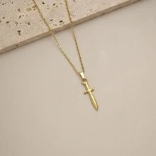 1 件 Ins 风格 18K 镀金不锈钢蛇剑生命之树吊坠项链，适合情侣日常佩戴和度假礼物 - 金色 - 查看 6