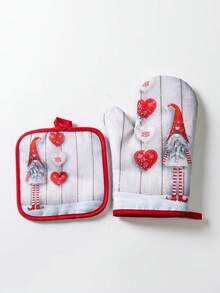 1 套圣诞微波炉/烤箱耐热手套和加热垫圣诞装饰品圣诞装饰圣诞礼物圣诞派对用品 - 彩色 - 查看 13