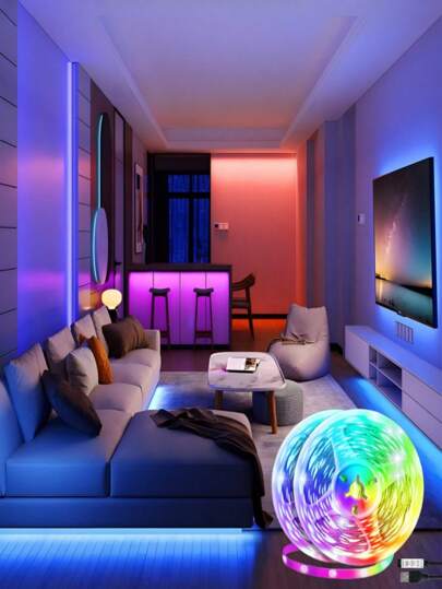 1 set 100 ft (3,28 m) Luces de tira LED RGB, alimentadas por USB 5V con controlador de 3 teclas, adecuado para decoración del hogar, fiesta, iluminación navideña, sala de estar, dormitorio, fondo de TV, luces ambiente (con modo de memoria)