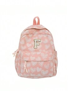 1 New Large Capacity Leisure Multifunctional Love Letter Zipper Boy's And Girl's Backpack, Suitable For Back To School Season, Suitable For High School And College Students, Suitable For Daily Use During Outdoor Sports And Travel. - Backpack Small Size Letter 5.5 - View 13