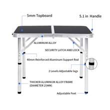 Moosinily Moosinily Small Folding Table 2FT Foldable Camping Table Portable Picnic Table Aluminum 2 Height Adjustable Outdoor Beach Card White 23.6*15.7 Inch