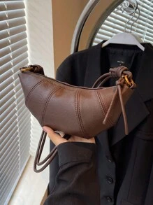 New Stylish Women Retro Simple Dumpling/Crescent Shaped Handbag Shoulder Messenger Bag Purse For Autumn & Winter