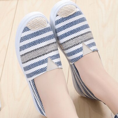 Women's Lightweight Canvas Slip-On Loafer Shoes, Casual Fisherman Boat Shoes, Spring/Fall