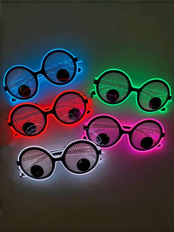 1 para obrotowych okularów LED z bateriami w zestawie, kreatywny gadżet do selfie, odpowiedni na imprezy, występy, rave'y, urodziny i inne uroczystości
