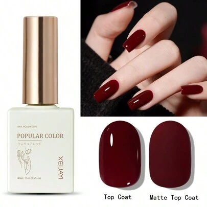 1 st vinrött gel nagellack 15 ml soak off glitter gellack för alla årstider - hemmasalong nagelkonst gör-det-själv