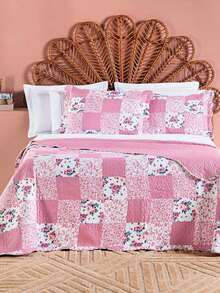 Queen Size 200 Thread Count Percale Double Sided 4 Piece Printed Bedspread With Pillowcase And Bag - Lê Hồng - Xem 6