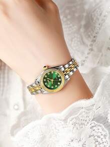 1 pezzo Orologio al quarzo di moda con quadrante in strass e cinturino in acciaio inossidabile, adatto come regalo per compleanni, Ognissanti o per adolescenti